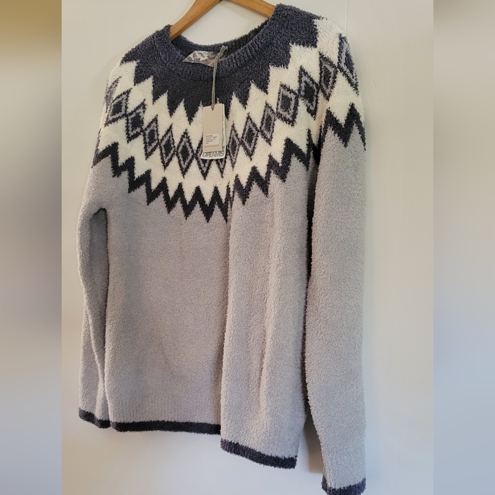 Barefoot Dreams CozyChic Nordic Pullover Sweater Ocean Multi Super Soft Cozy NWT - Picture 3 of 12